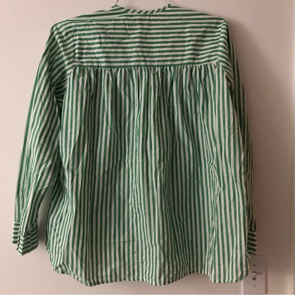 Mille Florian Top Blouse in Kelly Stripe Green White Size XL Button Up - Picture 10 of 16